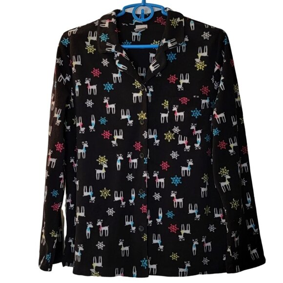 Sonoma Women’s Reindeer Fleece Pajama Set - Size L - Picture 3 of 8